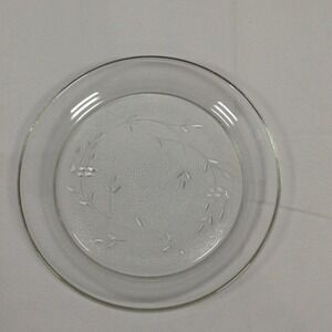 Princess House Vintage Crystal 6" Small Plate w/textured bottom Floral EUC